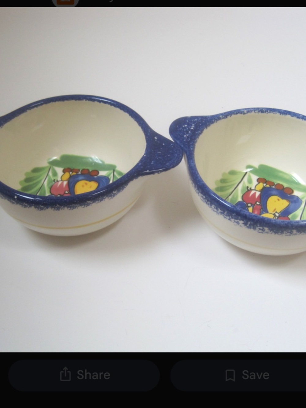 4.5 " Round bowls Vintage Hand Painted Pottery, France.